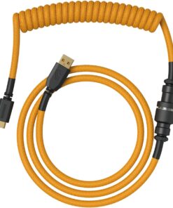 Coiled Keyboard Cable – Coiled USB C Cable Artisan Braided Cables for Mechanical Gaming Keyboard Coiled Cable - Custom Keyboard Cable (Glorious Gold)