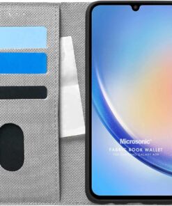 Samsung Galaxy A34 için Kılıf Fabric Book Wallet Gri [Galaxy A34 ile Uyumlu Kılıf - Gri]