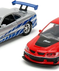 Toys - Fast and Furious Arabalar (2'li Set) - Mitsubishi Lancer Evolution IX & Brian's Nissan Skyline GT-R (R34) Legacy Series Model Araba, Açılabilir Kapılı, 1:32 Ölçek 13 cm.