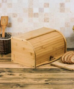 Bambu Lüks Panjur Kapaklı Büyük Ekmek Dolabı, Bambu Ekmek Kutusu Ekmek Dolabı, Ekmek Sepeti Sandığı, Ekmeklik, Çok Amaçlı Bambu Kutu