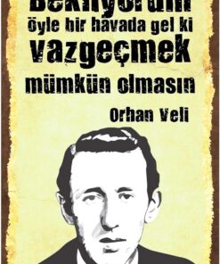 Bekliyorum Öyle Bir Havada Gel Ki Orhan Veli Retro Vintage Ahşap Mdf Tablo Drtr0018