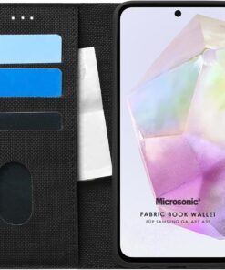 Samsung Galaxy A35 için Kılıf Fabric Book Wallet Siyah [Galaxy A35 ile Uyumlu Kılıf - Siyah]