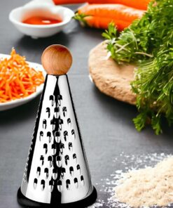 Ahşap Topuz Tutuculu 3 Taraflı Paslanmaz Çelik Lüks Şef Rendesi Orta Boy 26 * 13 cm, Paslanmaz Çelik Rende