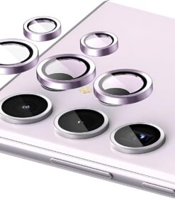 Samsung Galaxy S23 Ultra İçin Kamera Lens Koruyucu 9h Sertlik Ekstra Güçlü Çizilme ve Darbeye Dayanıklı Alüminyum Çerçeveli Görüntü Kalitesini Bozmayan 5'li Set Kırılmaz Cam (Lavanta)