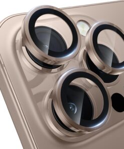 Trend iPhone 16 Pro ve iPhone 16 Pro Max Kamera Camı Lens Koruyucu Halka Set - Çöl Titanyum