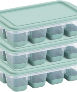 Mini Kapaklı Silikon Buzluk - Kolay Çıkarım, Güvenli İstifleme, Kompakt Tasarım, Kırılmaz, Gıdayla Uyumlu, Üst Üste Dizilebilir Pratik Buz Haznesi (Yeşil)