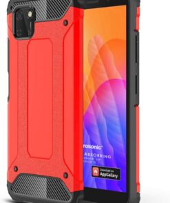 Huawei Y5P için Kılıf Rugged Armor Kırmızı [Y5P ile Uyumlu Kılıf - Kırmızı]
