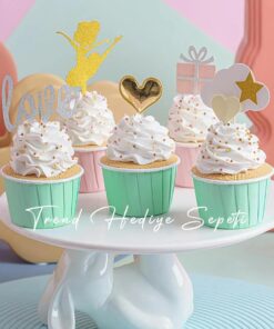 Hediye Sepeti 50'li Soft Mint Yeşili Muffin Cupcake Kalıbı Kek Kapsülü, Muffin Kek Kalıbı, Airfryer Uyumlu