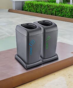 2'Li Set Soft Tekerlekli Cam-Kağıt Geri Dönüşüm Kutusu 40 LT - ANTRASİT, Çok Amaçlı Geri Dönüşüm Kutusu