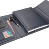 4512 Ajanda Tarihsiz Çizgili 17 x 24 Cm Ajanda/Defter Hesap Makineli Suni Deri Organizer, Lacivert