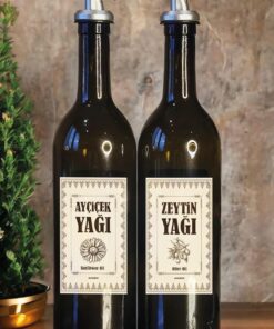 Yağ Şişesi Seti 2'li, 750 mL Zeytinyağı & Ayçiçek Yağı Dispenseri, Su Geçirmez Etiketli, Sızdırmaz Otomatik Dökme Başlıklı, Şık & Dayanıklı Yağlık Yağdanlık Set