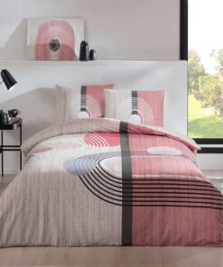 Alex Geometrik Desenli%100 Pamuk Nevresim Takımı, Pembe, Tek Kişilik (Nevresim: 160x220 cm/Lastikli Çarşaf: 100x200 cm / 1 Adet Yastık Kılıfı: 50x70 cm)