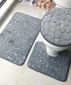 " Kabartma Desenli Banyo Seti: Klozet Kapağı, Klozet Önü ve Büyük Paspas, 78 x 50 cm, Pinterest Tarzı