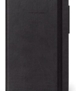 - Not Defteri orta çizgili, FSC® sertifikalı kağıt, fildişi renkli kağıt, 90 g/m², 192 sayfa, yumuşak kapak, lastik bantlı kilit, 13 x 21 cm, renk siyah, MYNOT0165