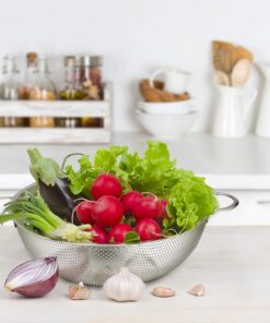Paslanmaz Çelik 26cm Çift Kulplu Sepet Süzgeç, Salata ve Meyve Süzgeci, Makarna Süzgeci