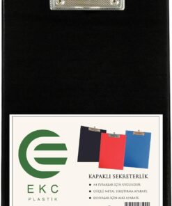 Plastik - A4 Kapaklı Sekreterlik Siyah, Bloknot Yazı Tablası, Clipboard