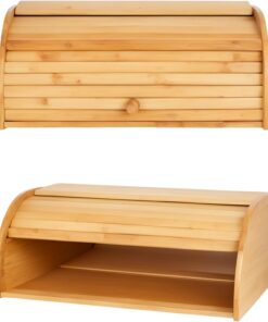 Bambu Sürgülü Ekmek Dolabı Geniş Kapasiteli Doğal Ahşap Ekmeklik Hijyenik ve Şık Saklama Kabı