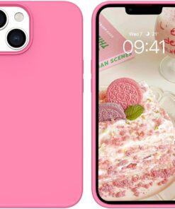 aksesuar (5678) Apple iPhone 14 Silikon Kılıf – iPhone 14 ile Uyumlu, Leke Tutmaz, İç Kısmı Süet, Silinebilir, Kamera Koruyucu Çıkıntılı Kapak (Pembe)