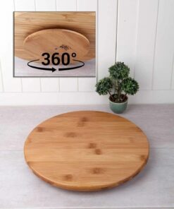 Bambu 360 Derece Dönen Lüx Servis Sunum Tabağı, 30 cm, Pizza ve Peynir Sunum Tahtası
