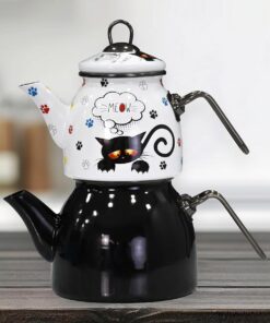 Home Cat Rose Model Emaye Çaydanlık