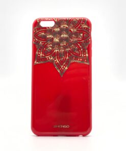 6 Plus / 6S Plus Uyumlu Baskılı Desenli Yanları Taşlı Sert Silikon Kılıf (Kırmızı)