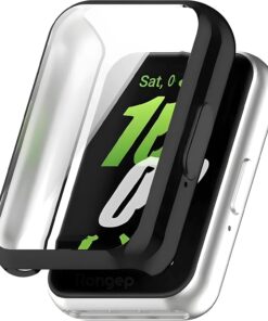 Samsung ile Uyumlu Galaxy Fit 3 İçin Kılıf Yumuşak TPU Ekran Koruyuculu Dokunmatiği Etkilemeyen Saatin Çevresini Tam Kavrayan Darbelere Karşı Silikon Koruyucu (Siyah)