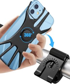 Bisiklet Telefon Montajı, [360°Dönme Darbelere Dayanıklı] Bisiklet Telefon Tutacağı, Silikon Motosiklet Telefon Bağlantısı iPhone 16 ile Uyumlu, Daha Fazla 4,0 inç ila 6,7 inç Cep Telefonu