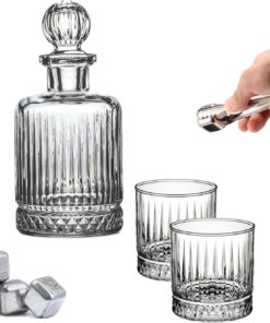 Karaf Sürahi ve 2 Adet 275 ml Bardak Seti - Su Meşrubat Viski Şişesi 1100 ml