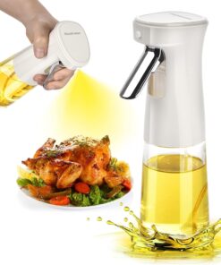 240ml Yağ Zeytinyağı Püskürtücü, Airfryer Sprey Şişesi, Cam Yağ Spreyi, Hava Fritözü için Yağlık, Barbekü, Salata, Pişirme, Izgara Mutfak Aletleri, Yağdanlık (BEYAZ)