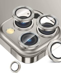 Trend iPhone 15 Pro/iPhone 15 ProMax Kamera Camı Lens Koruyucu Halka Set - Light Gray Gümüş Renk
