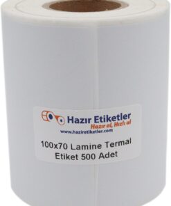etiketler , hazır al hızlı al Lamine Termal Etiket 100mm x 70mm Ruloda 500 Adet 40mm Kuka Çapında Direk Termal Transfer Etiketi