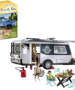 Family Fun 71423 Arabalı Karavan, Kamp, Doğada Çok Yönlü Kamp Eğlencesi, Kapsamlı Aksesuarlar, Tüm Ülke Çapında Ortak Aile Gezisi, 4 Yaş ve Üzeri Çocuklar İçin Oyuncak