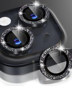 Trend iPhone 15 / iPhone 15 Plus Taşlı Lens Koruyucu Premium Kalite ve Görünüm Black