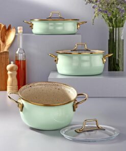 6 Parça Vintage Emaye Set (Su Yeşili)