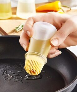 Silikon Yağ ve Sos Fırçası Yağdanlık – Mini Şef Silikon Başlıklı Kapaklı Yağlık, Mutfak ve Restoran Kullanımı İçin Pratik Şeffaf Yağ Fırçalı Yağdanlık