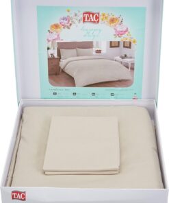 Basic Ranforce Düz %100 Pamuk Nevresim Takımı, Taş, Çift Kişilik