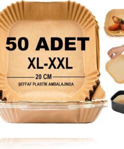 Home Airfryer Pişirme Kağıdı,Xl-Xxl Büyük Boy, Kare, 50 Adet Hava Fritöz Parşömen Fırın Kağıdı Tek Kullanımlık Kağıt Fırın Fritöz Pişirme Kızartma Tavası Için Uygun 20CM