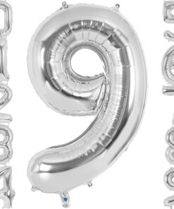 9 Rakamı Doğum Günü Balonu Yaş Günü Gümüş Renk Uçan Balon 102 cm Doğum Günü ve Parti Dekorasyonu Büyük Boy Folyo Helyum Uçan Balon Yaş 9 Sayısı