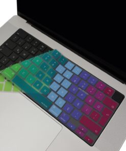 Macbook Klavye Koruyucu M1-M2-M3 (Türkçe Q) TouchID'li A2681 A3113 A2941 A3114 A2442 A2779 A2992 A2918 A2485 A2780 A2991 ile Uyumlu Dazzle Pembe Yeşil