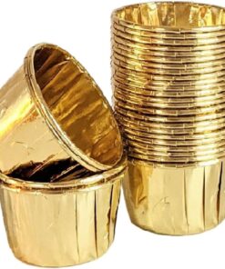 Hediye Sepeti 25'li Gold Muffin Kek Kalıbı, Kek Kapsülü Cupcake Kalıbı, Airfryer Uyumlu