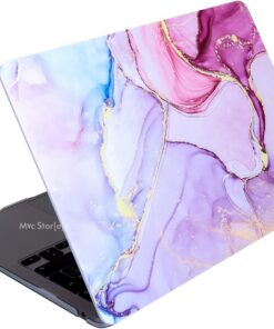 Macbook Air M1 Kılıf 13 inç Marble15NL (TouchID'li M1 Air) A2337 A2179 A1932 ile Uyumlu Açık Pembe