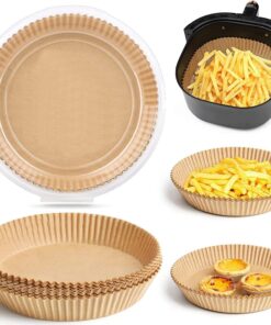 Airfryer Pişirme Kağıdı 50 Adet Yuvarlak Fırın Tepsisi Yanmaz Yapışmaz Gıda Parşömeni Sıcak Hava Fritözü Aksesuarı