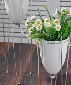 2'li Ayaklı Dekoratif Beyaz Saksı Yeni Model