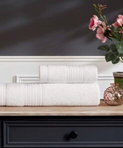 Bamboo Rail Düz%60 Pamuk%40 Bambu Banyo Havlusu, Beyaz, 50x90 cm