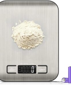 Home Dijital Mutfak Terazisi, Paslanmaz Çelik Yüzeyli Hassas Tartı, Dara İşlevi, LCD Ekran,Piller Dahil 5 Birim Dönüştürme, Otomatik Kapanma Özellikli, 5 kg Kapasite