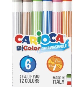 Bicolor Süper Yıkanabilir Çift Uçlu Keçeli Boya Kalemi 6'lı 12 Renk