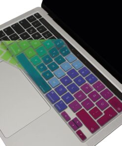 Macbook Pro M1-M2 13inç Klavye Koruyucu Türkçe Q (Touchbarlı) A2338 A2289 A2251 A2141 ile Uyumlu Dazzle Pembe Yeşil