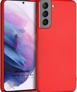 Matte Silicone Samsung Galaxy S21 için Kılıf Kırmızı [Galaxy S21 ile Uyumlu Kılıf - Kırmızı]