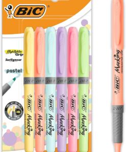 Intensity Highlighter Grip Pastel Marker Fosforlu Kalem 6'lı Blister, Su Bazlı Mürekkep, 6 Pastel Renk, Kauçuk Tutaçlı