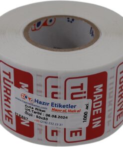 etiketler , hazır al hızlı al Made in Türkiye Baskılı Kuşe Etiket 50mm X 30mm 1000 Adet
